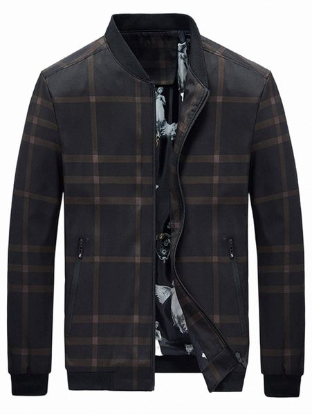 

men's jackets men plaid print bomber jacket 2022 new i4xm#, Black;brown