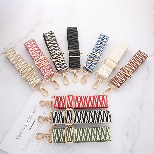 

bag parts accessories o handle strap for women removable diy shoulder rainbow handbag cross body messenger nylon straps 220905, Black