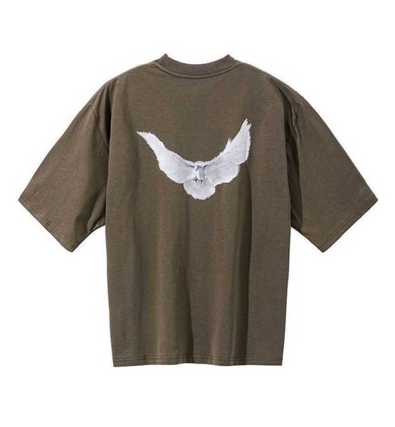 

2022 designer kanyes fashion wests luxury t shirt balanciagas three party joint name peace dove printed mens and womens tshirt yzys sweater, White;black
