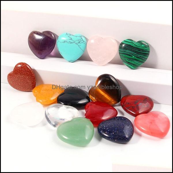 

charms 20mm heart shape no hole loose beads seven chakras stones charms healing reiki rose quartz crystal cab for diy ma dhseller2010 dhcuv, Bronze;silver