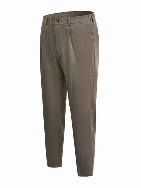 

men's pants men solid slant pocket tailored pants m5cf#, Black