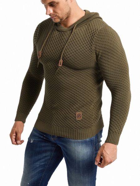 

men's sweaters men patch detail drawstring hooded sweater 17cm#, White;black