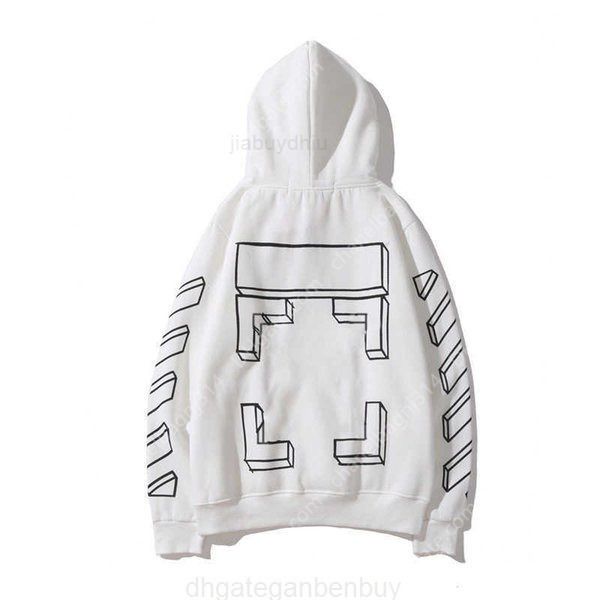 

men's hoodies mens sweatshirts offs luxury brands hoodie back tape arrow printed hooded sweater loose womens religious oil painting iue, Black