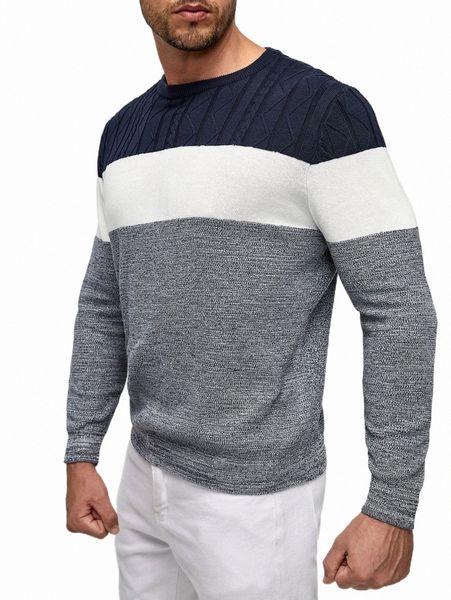 

men's sweaters men color block cable knit sweater w7pd#, White;black