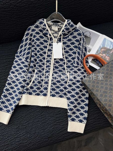 

women's hoodies & sweatshirts designer nanyou cejia 22 autumn winter new product old flower triumphal arch casual jacquard knitting hoo, Black