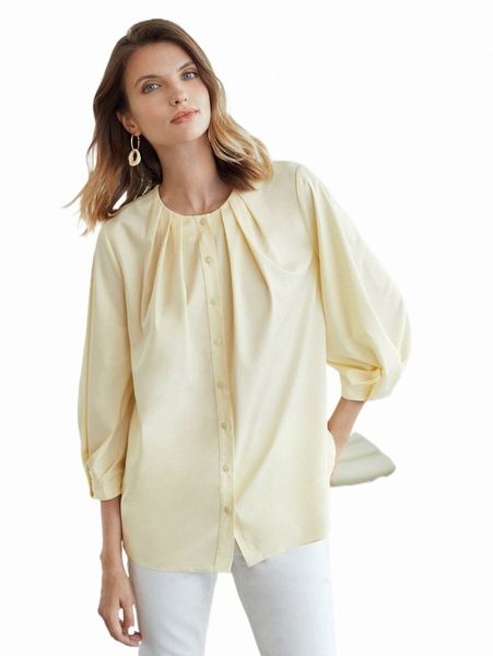 

women's blouses & shirts motf premium relaxed fit balloon sleeve o1ax#, White