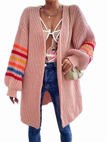 

women's sweaters block striped drop shoulder cardigan t1oe#, White;black