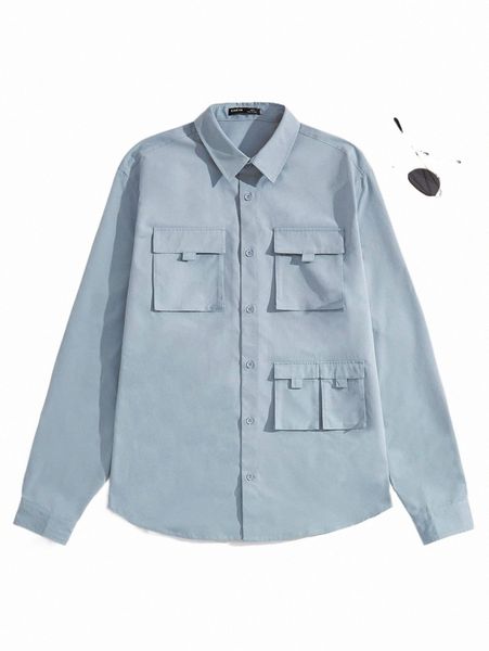 

men's casual shirts men flap pocket button front shirt o9xd#, White;black