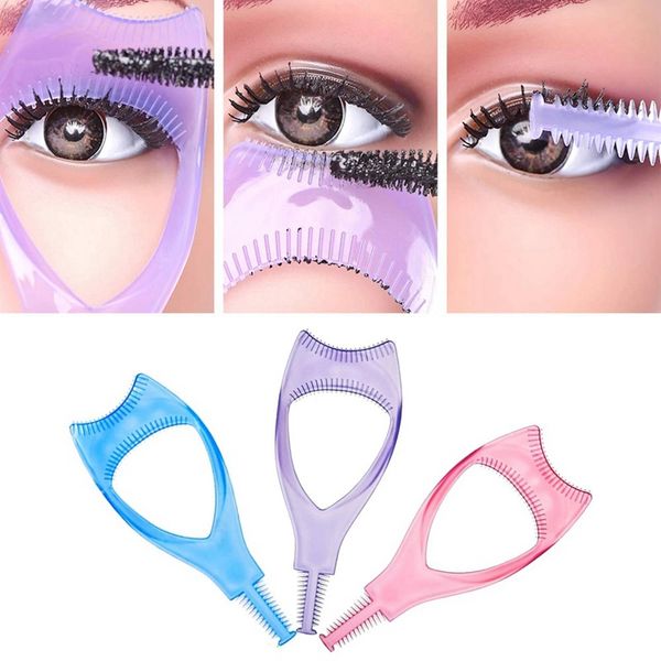 

3 in 1 makeup mascara shield guard ruler eye lash mascara applicator comb eyelash curling brush curler cosmetics tools s266