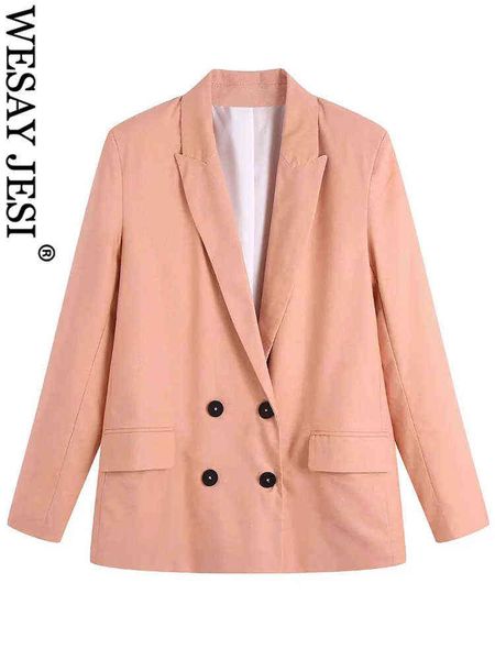 

suit wesay jesi new solid color ladies loose double breasted blazer casual pink, White;black