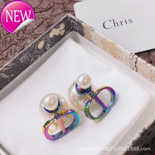 

luxury brand design earrings d home earrings 2022 new baby same colorful color letter cd pearl light 925, Golden;silver