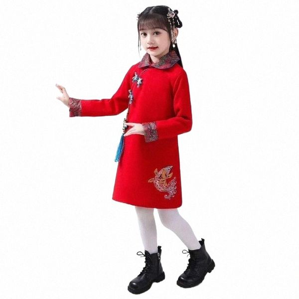 

ethnic clothing ethnic clothing retro chinese style kids year festival outfits children princess qipao dress cheongsam tang suit thicken han, Red