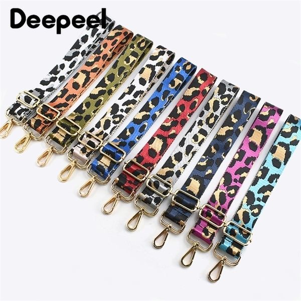 

bag parts accessories deepeel women 38cm wide colorful strap leopard shoulder crossbody straps female nylon adjustable s belt 220905, Black