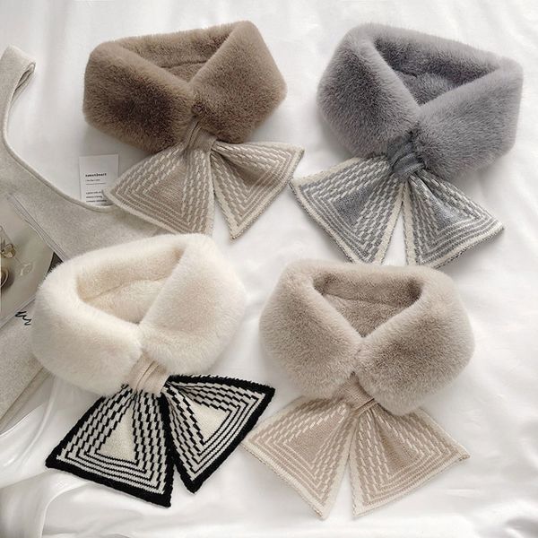 

scarves ladies korean scarf fall/winter children's striped scarf baby cute cold-proof collar plush warm all-match scarf, Blue;gray