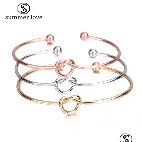 

link chain sale tie knot heart charm bracelet bangle for women sweet sier gold rose plating open wire bridesmaid jewelry gift sport1 dhhrl, Black