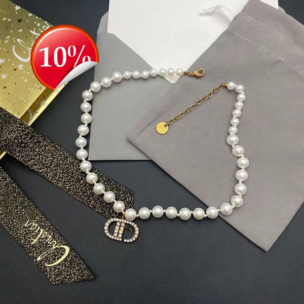

luxury design women's necklace d family's new pearl with diamond pendant star net red and the same classic light celebrity, Silver