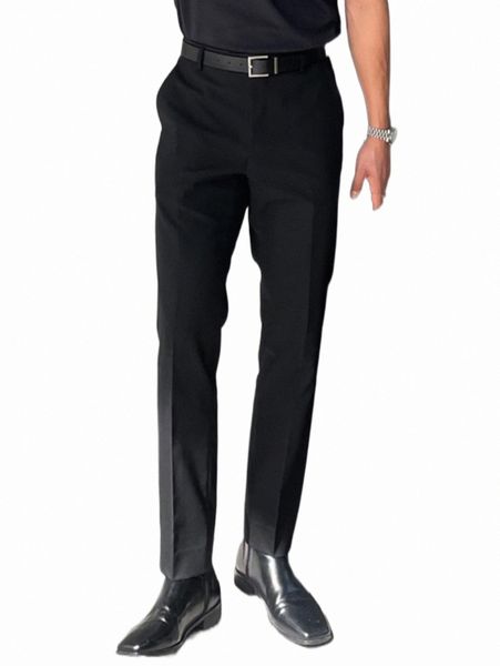 

men's pants dazy men slant pocket suit pants without belt j8co#, Black