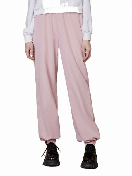 

women's pants & capris romwe kawaii solid elastic waist pants h3c7#, Black;white