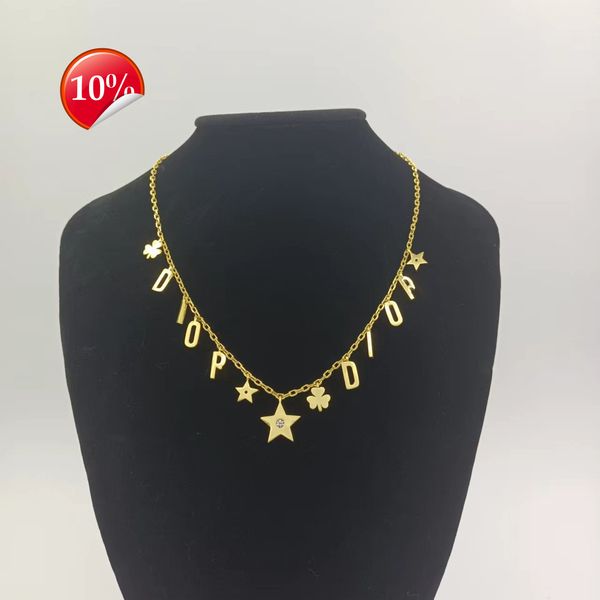 

luxury design women's necklace d family / di family's new high-grade light tassels cd letters collarbone chain star batch, Silver