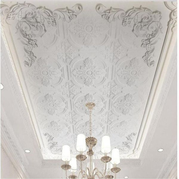 

3d three-dimensional wallpaper european-style ceiling wallpaper european-style living room bedroom roof imitation gypsum mural wall 3d ceili