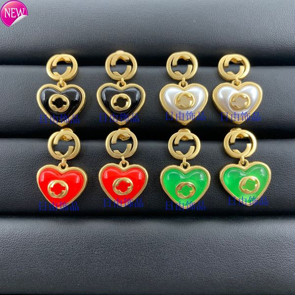 

luxury brand design earrings g family / gujia new letters heart-shaped simple earrings personality cute fashion, Golden;silver