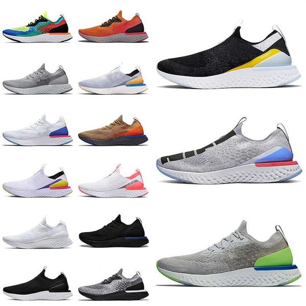 

mens epic react fly knit running shoe all white black yellow grey volt royal green blue pewter purple womens trainers designer sneakers207j