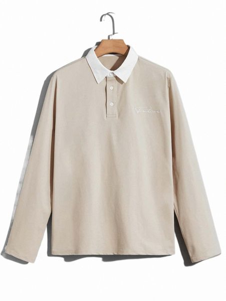 

men's polos men letter embroidery contrast collar polo shirt g6jx#, White;black