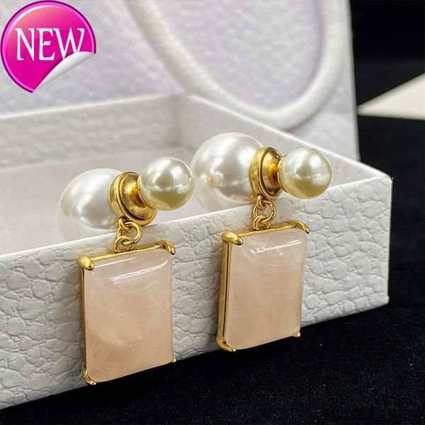 

luxury brand design earrings / d's new resin pearl are gentle and simple temperament ins style niche high sense, Golden;silver