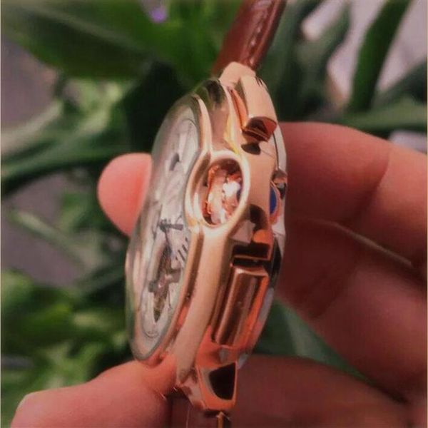

all sub-dials work men movement watch moon phase daydate mechanical automatic watch for mens gift rejole245z, Slivery;brown