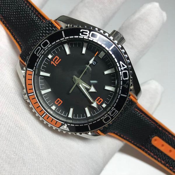 

3 styles new master sports watch orange color ceramic bezel automatic self-winding stainless steel open glass back mens watch o folding clas, Slivery;brown