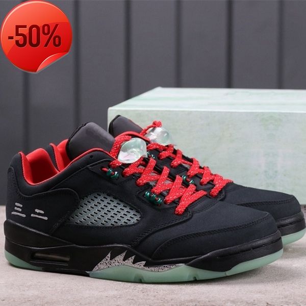 

boots new jumpman 5 low doernbecher mens basketball shoes 5s designer sneakers sports men trainers shoe big size 40-47 us 13, Black