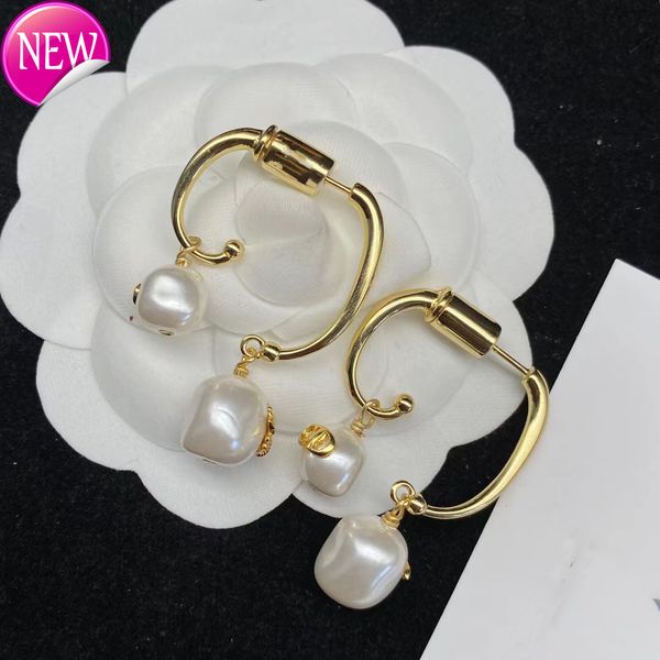 

luxury brand design earrings d home gold cd letter diamond inlaid pearl earrings 2022 new net red star same, Golden;silver