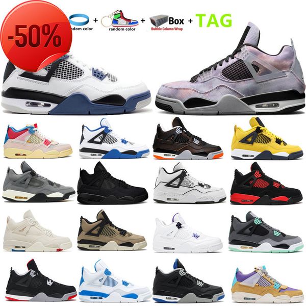 

boots 2022 iv 4 4s men women basketball shoes cement white metallic nior infrared cool grey university blue bred sail blank canvas midnight, Black