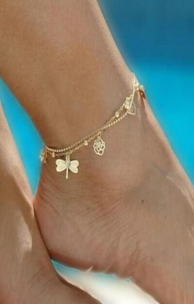 

double chian gold anklet delicate anklet summer barefoot, Silver