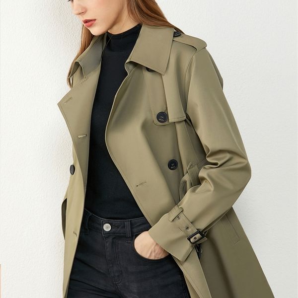 

womens trench coats amii minimalism autumn causal fashion women windbreaker solid lapel double breasted belt causal female overcoat 1207041, Tan;black