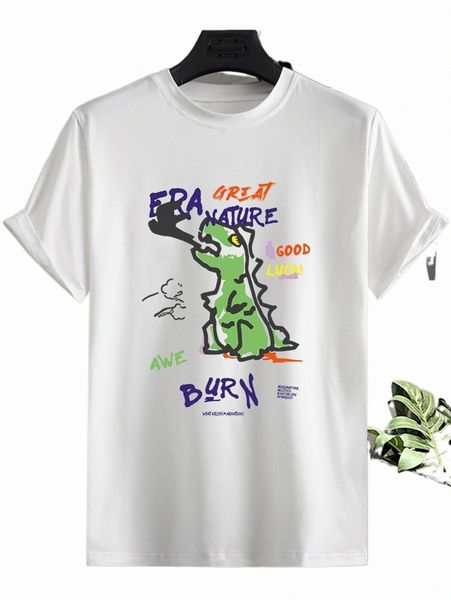 

men's t-shirts men dinosaur and slogan graphic tee 78xs#, White;black