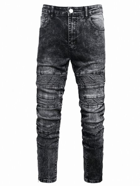 

men's jeans men bleach wash skinny jeans 2022 new a65k#, Blue