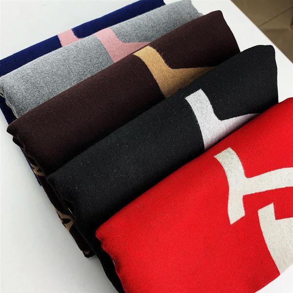 

2022 luxury scarf cashmere and silk blending fashion colors pashmina winter warm brand designer letter shawl classic pattern long2439, Blue;gray