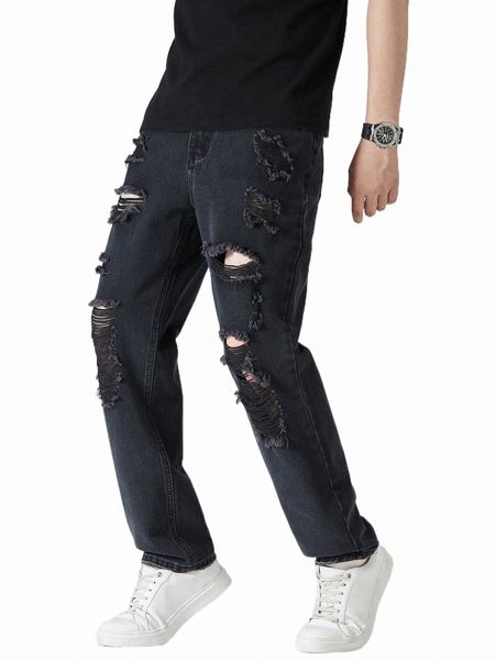 

men's jeans men ripped straight leg jeans 2022 new o2o0#, Blue