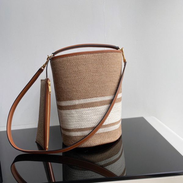 

resort style ladies shoulder bag luxury design print bucket bag 2200912