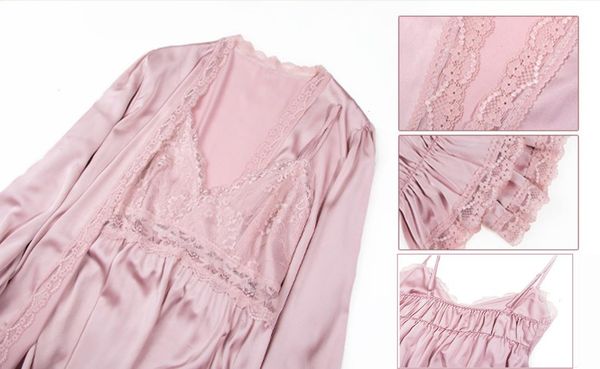 

women kimono robe womens sleepwear set loungewear satin nightwear home, Black;red