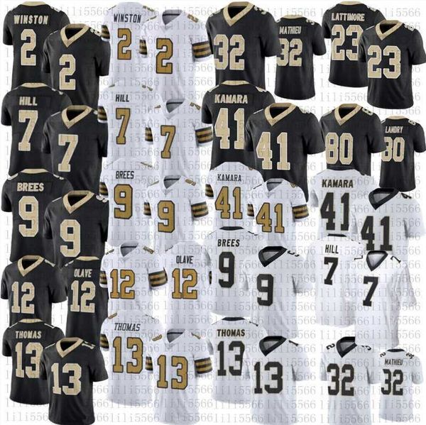

men jameis winston drew brees football jerseys tyrann mathieu chris olave jarvis landry alvin kamara michael thomas taysom hill marshon