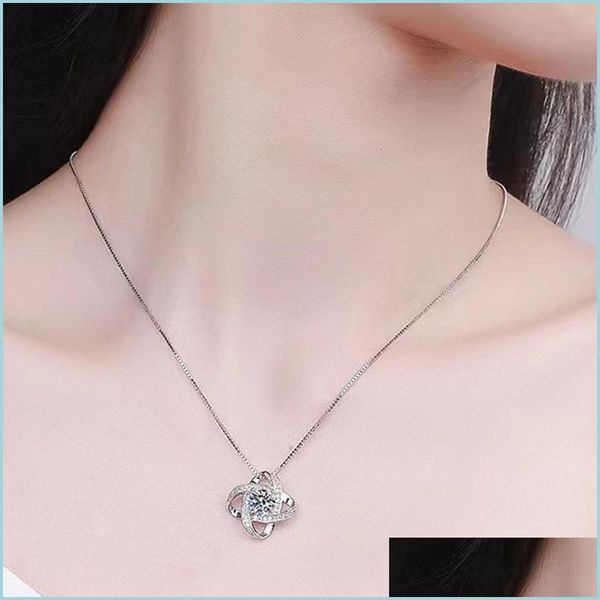 

pendant necklaces necklace designer clover pendant simple moissanite female diamond necklaces japanese and korean clavicle chain drop dhkpc, Silver