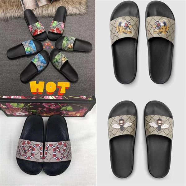 

men slides women sandals shoes slippers pearl snake print slide 2022 fashion summer wide flat lady sandal slipper dust bag 35-45232e, Black