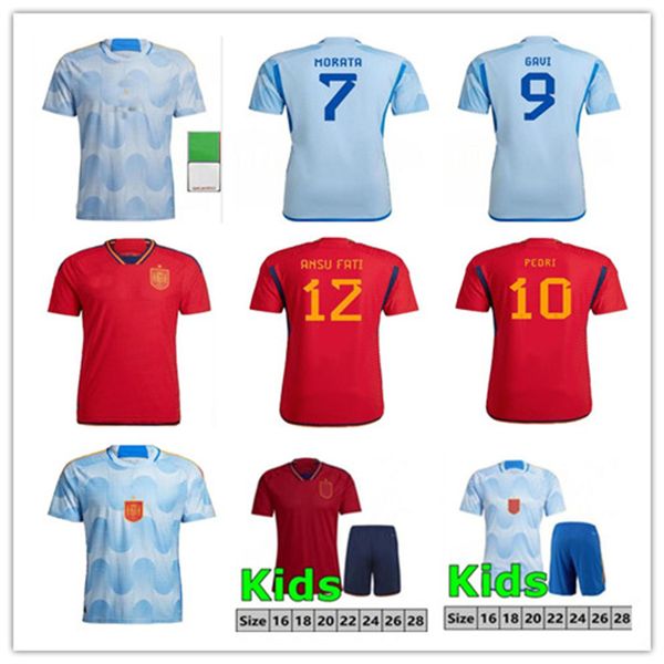 

soccer jersey 22 23 spain camiseta espana morata rodrigo torres pedri world cup ramos thiago iniesta alba 2022 2023 home away football shirt, Black;yellow