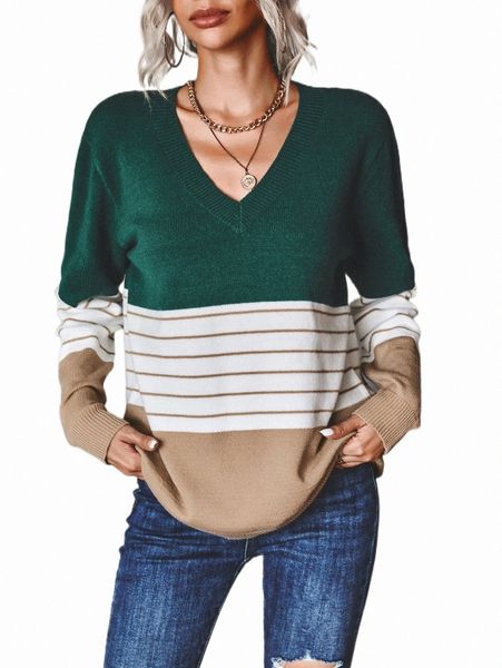 

women's sweaters color block stripe pattern sweater 35ba#, White;black