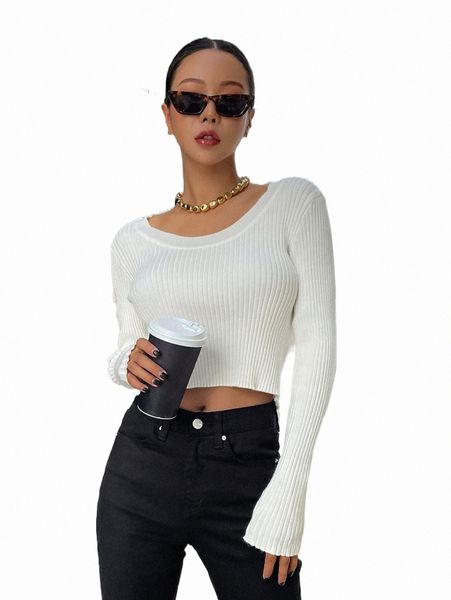 

women's sweaters dazy solid ribbed knit sweater r3bx#, White;black