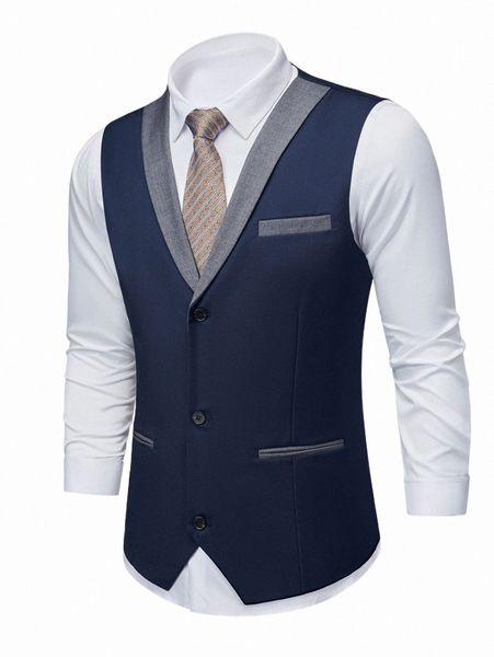 

men's suits & blazers men 1pc colorblock shawl collar waistcoat m2m3#, White;black