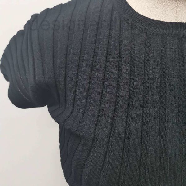 

women's sweaters designer fadan 2022 early autumn solid color slim fit split small black short sleeve bottomed t-shirt, White;black