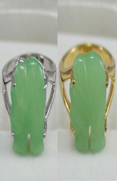 

whole fancy lady039s carved green jade elephant 18 kgp ring, Golden;silver